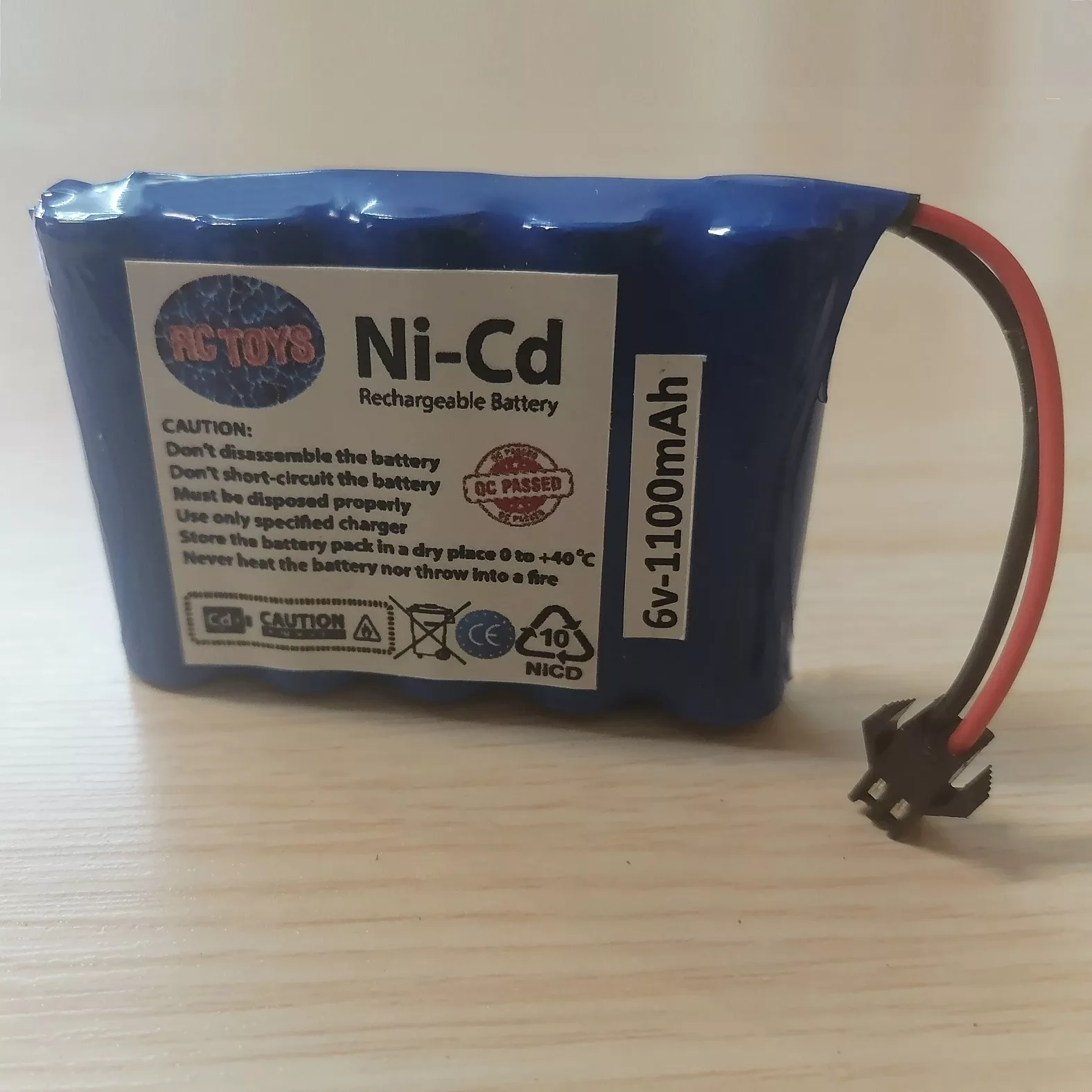 باتری نیکل-کادمیوم قابل شارژ آرسی تویز کد RCT-6v-1100-SM مدل 6 ولتی ظرفیت 1100 میلی آمپر ساعت