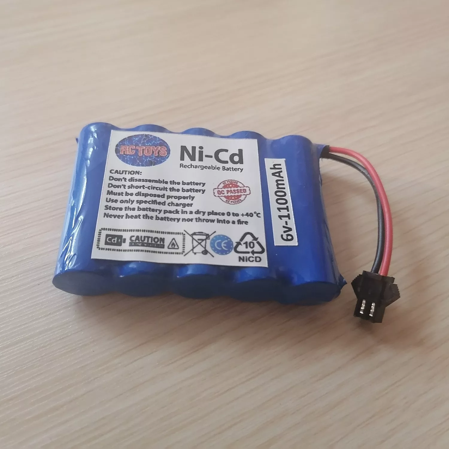 باتری نیکل-کادمیوم قابل شارژ آرسی تویز کد RCT-6v-1100-SM مدل 6 ولتی ظرفیت 1100 میلی آمپر ساعت