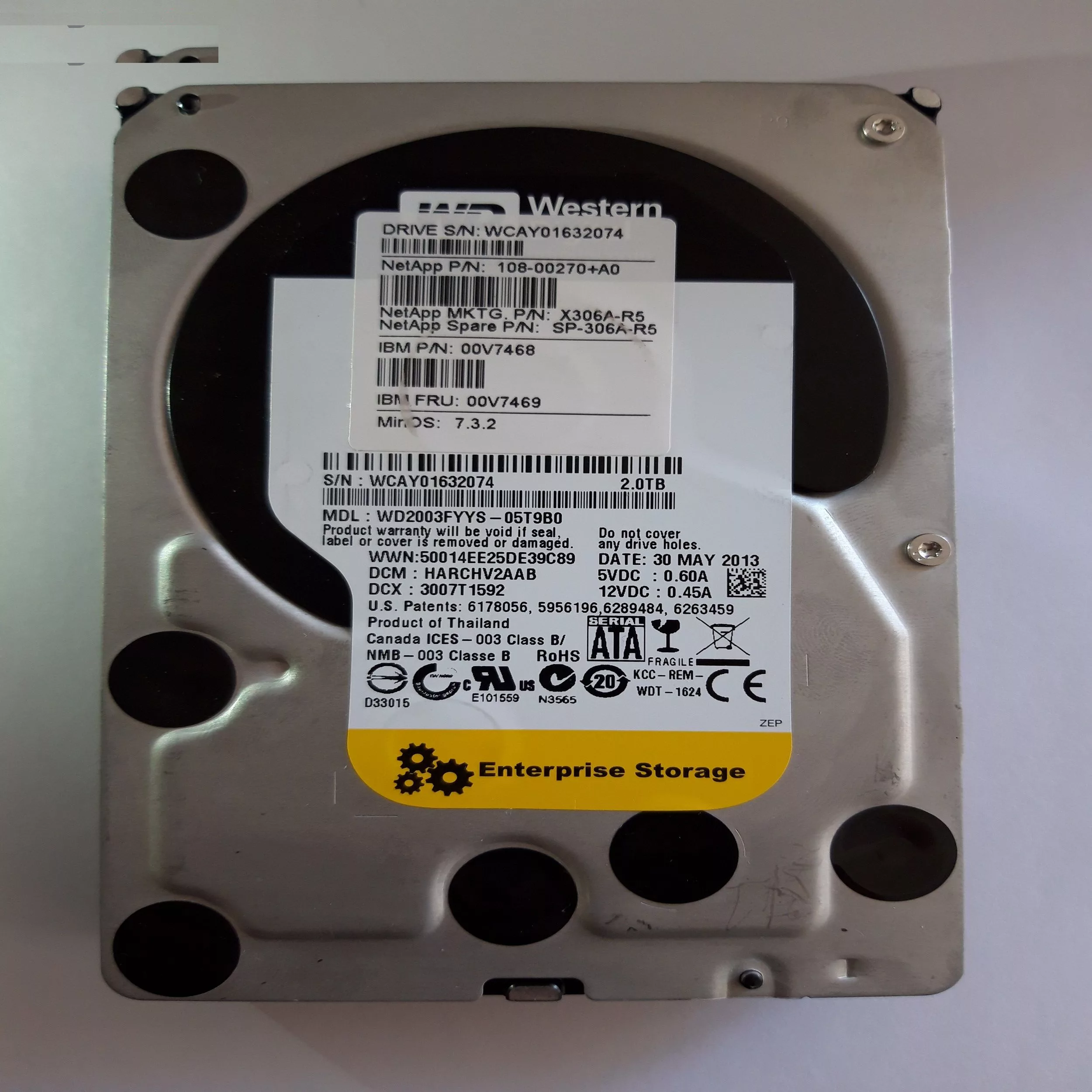 هارددیسک اینترنال وسترن دیجیتال مدل Black WD2003FYYS ظرفیت 2 ترابایت