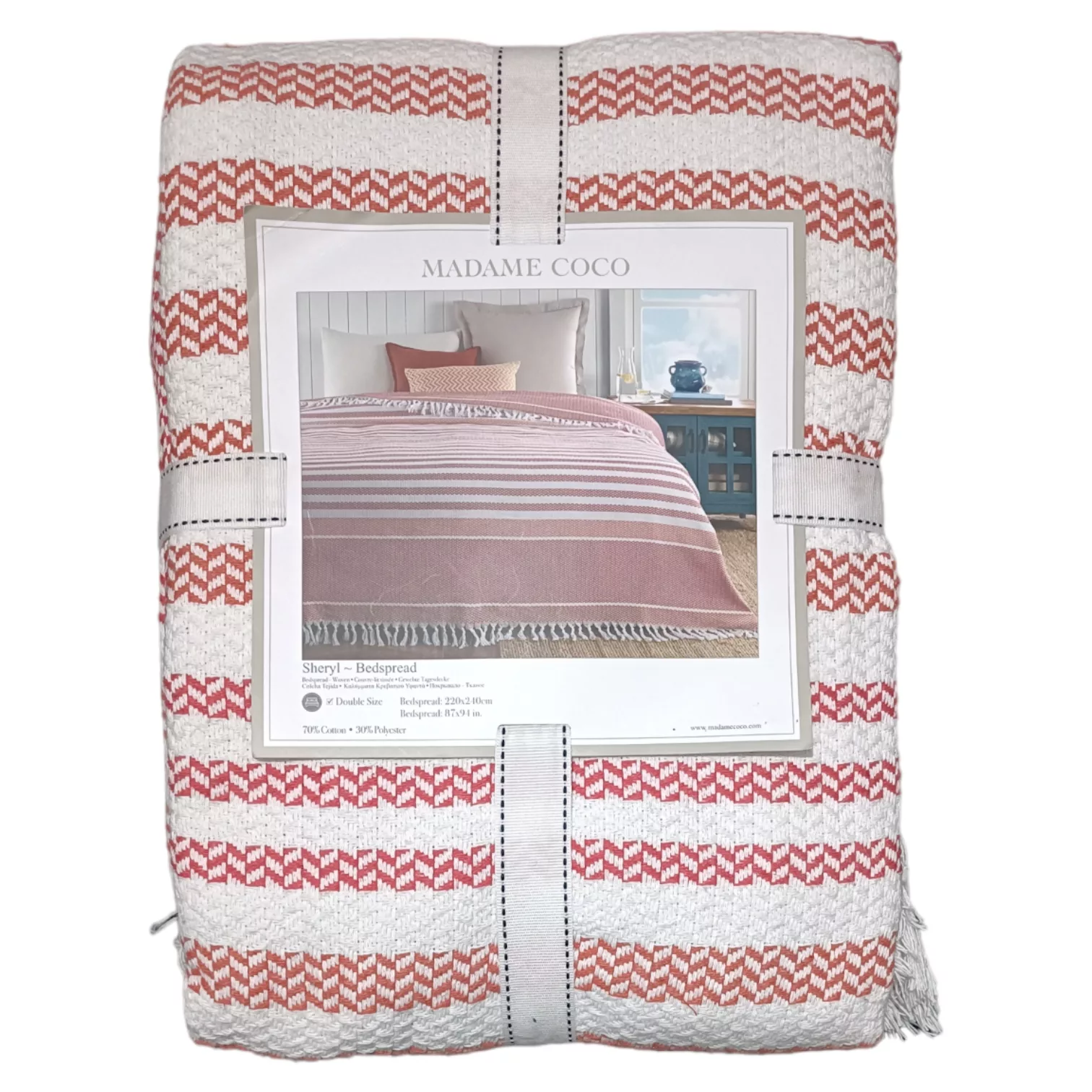 روتختی مادام کوکو مدل Sheryl Pembe Turuncu دو نفره سایز 240×220 سانتی متر