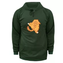 هودی زنانه مدل گربه چاقالو رنگ یشمی