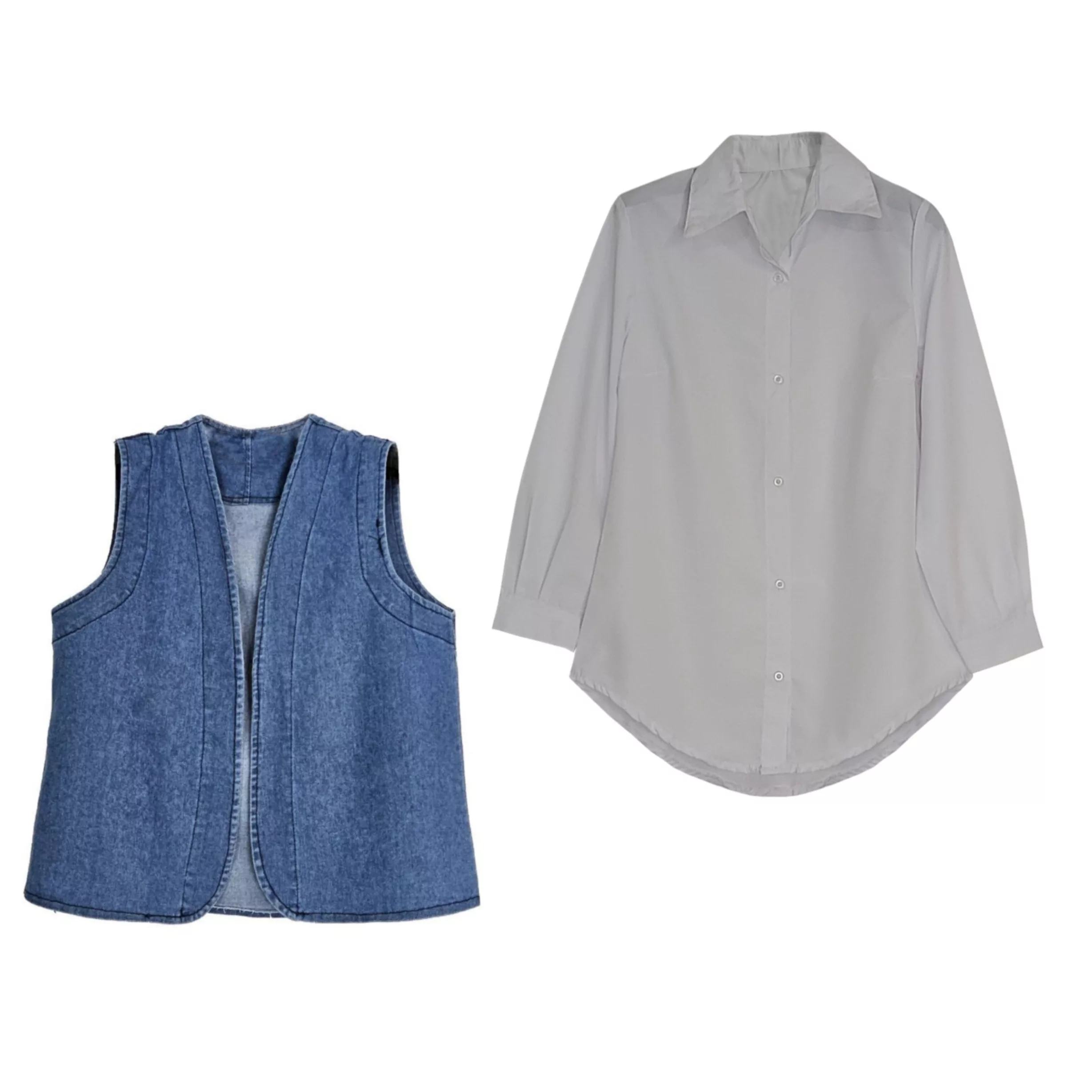 ست شومیز و رویه زنانه مدل جین 745 رنگ سفید