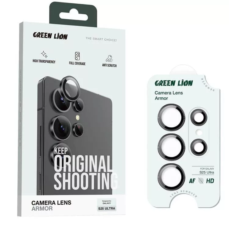محافظ لنز دوربین گرین لاین مدل Armor مناسب برای گوشی موبایل سامسونگ Galaxy S25 Ultra