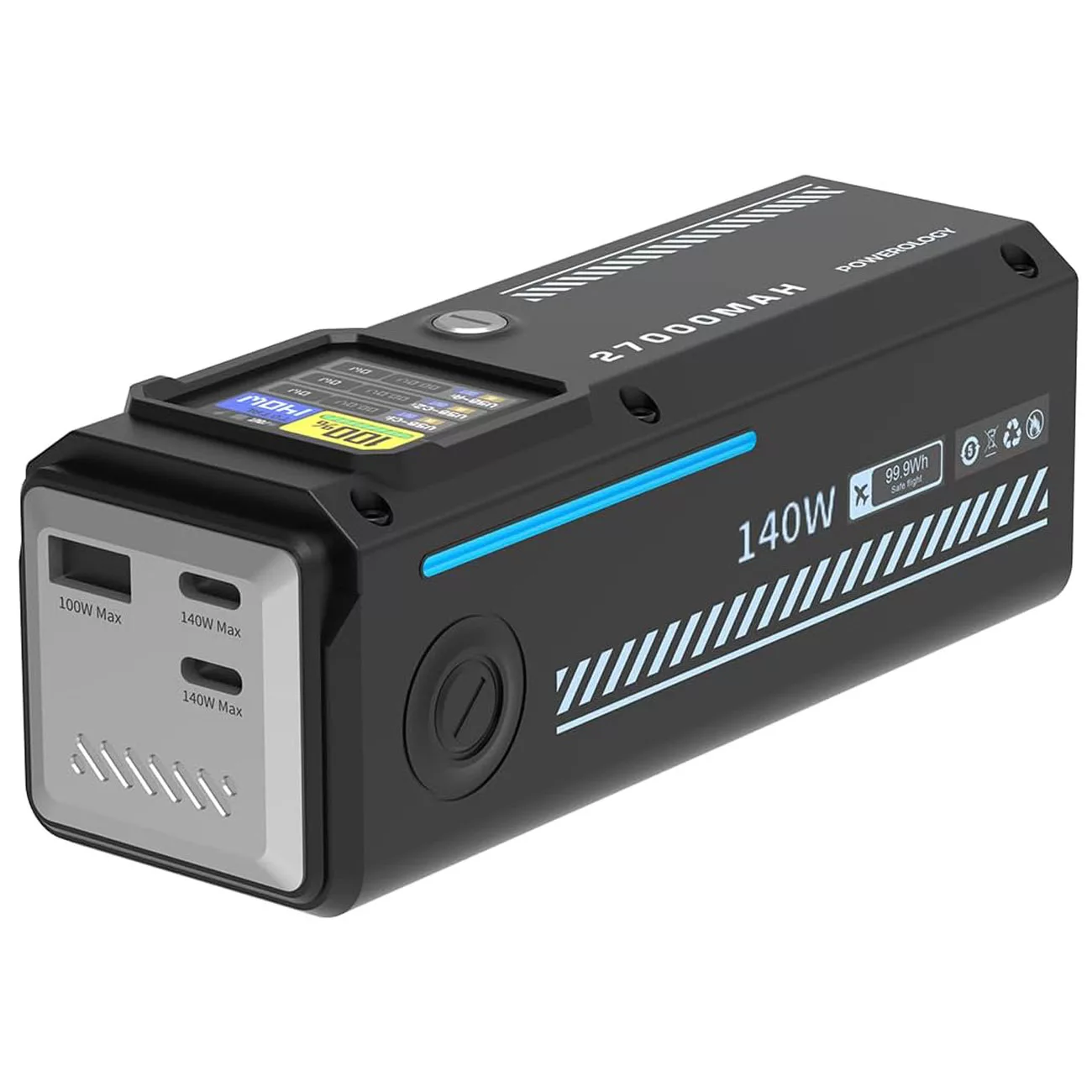 پاوربانک پاورولوجی مدل Smart Display 140W PPBCHA83 ظرفیت 27000 میلی آمپر ساعت