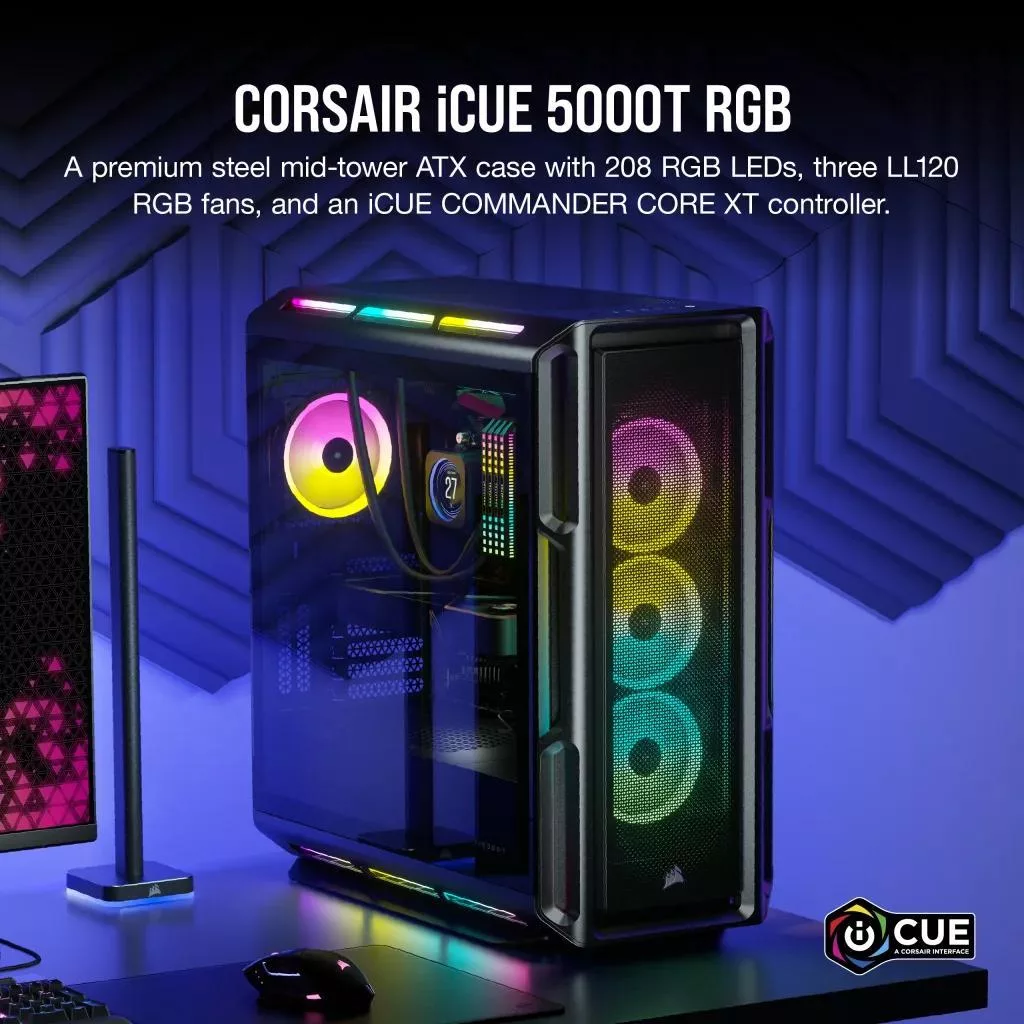 کیس کامپیوتر کورسیر مدل iCUE 5000T RGB BK