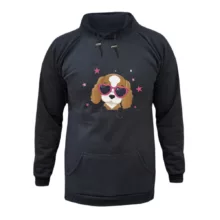 هودی زنانه مدل سگ کد ۱۲ رنگ ذغال سنگی