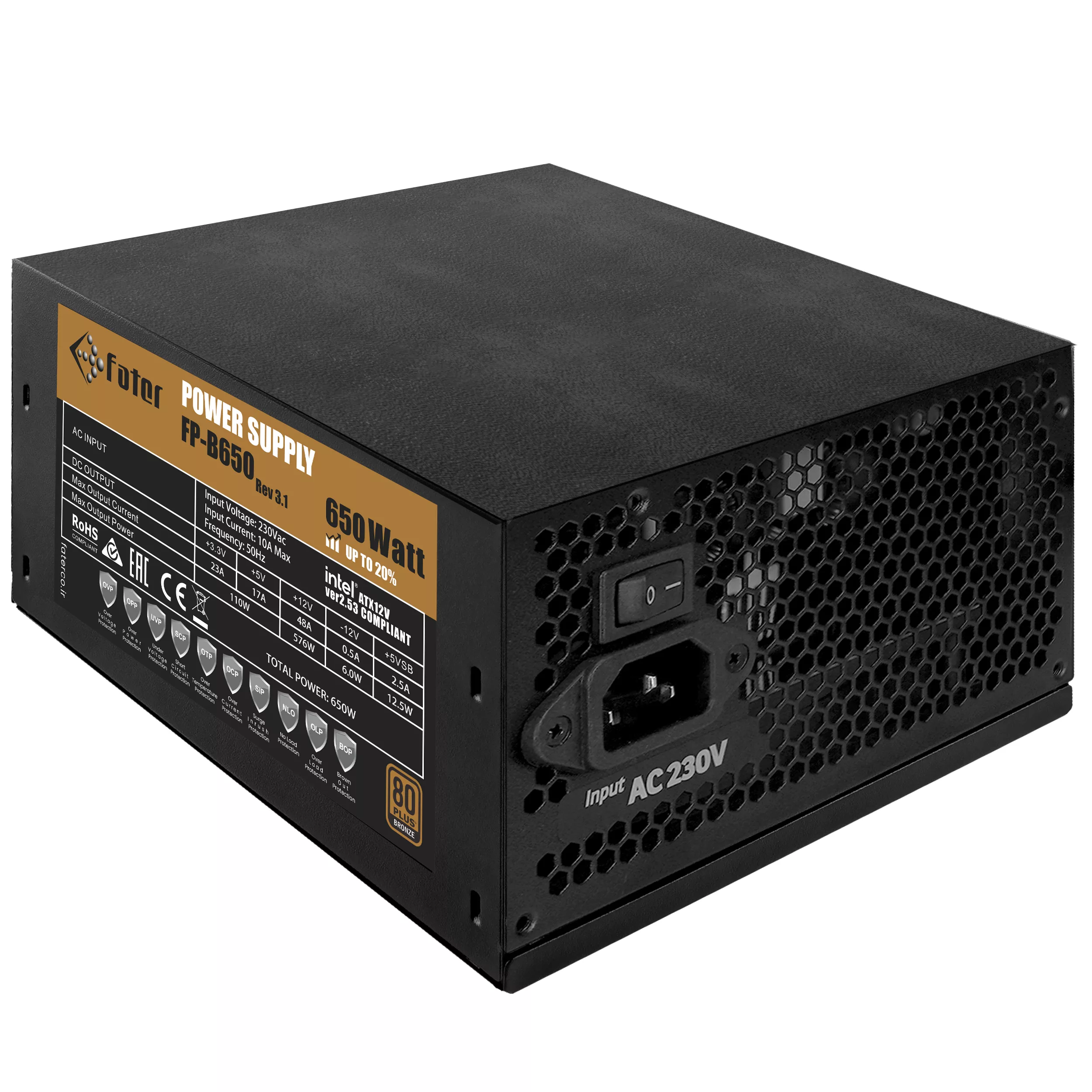منبع تغذیه کامپیوتر 650 وات فاطر مدل FP-B650 80+ Bronze 650W