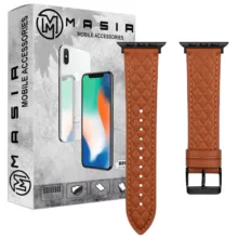 بند مسیر مدل Rhombus Pattern Genuine Leather مناسب برای اپل واچ سری 1/2/3/4/5/6/7/8/9/SE/ULTRA/ULTRA 2 سایز 42/44/45/49 میلی متری