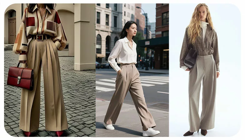 شلوارهای پارچه‌ای فیت آزاد (Wide-Leg)