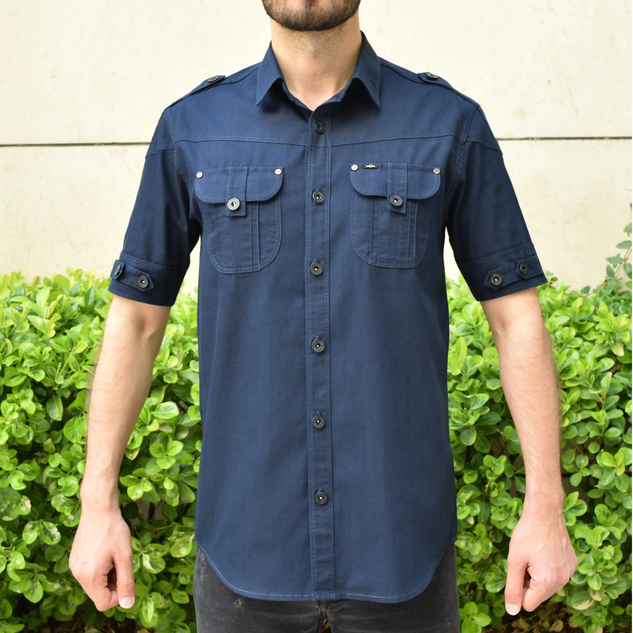 پیراهن آستین کوتاه یقه برگردان مردانه مدل رهام کد 19570455