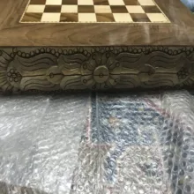 صفحه شطرنج چوبی مدل ریشه گردو طرح منبت