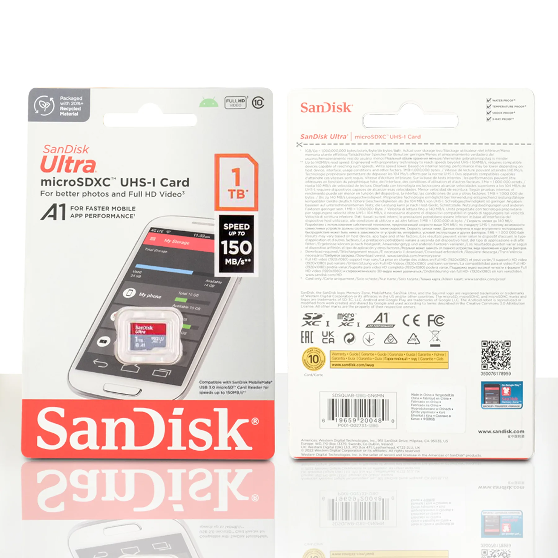 کارت حافظه microSDXC مدل Ultra کلاس 10 استاندارد UHS-I A1 سرعت 150MBps ظرفیت یک ترابایت