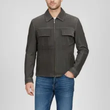 کت چرم مردانه جک اند جونز مدل MELFI