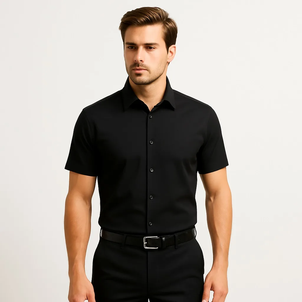 پیراهن آستین کوتاه یقه برگردان مردانه مدل رادین