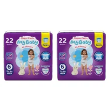 پوشک شورتی مای بیبی مدل کانال دار سایز 6 دو بسته 22 عددی