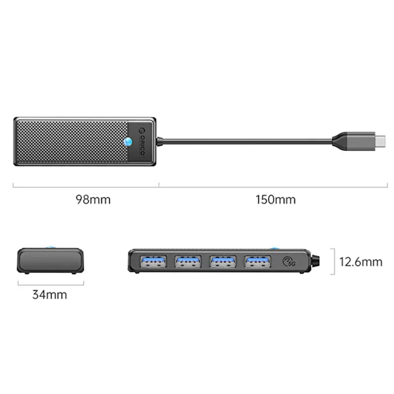 هاب 4 پورت USB-C اوریکو مدل PAPW4A-C3-015