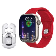 ساعت هوشمند مدل WS 77 MAX دارای قابلیت کنترل سطح اکسیژن خون و قابلیت مکالمه از طریق بلوتوث با بند سیلیکونی به همراه ایرپاد