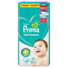 پوشک پریما مدل Aktif bebek سایز 4 بسته 50 عددی مجموعه 3 عددی