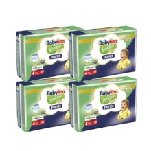 پوشک شورتی بچه بیبی لینو مدل سنسیتیو کد 4 چهار بسته 38 عددی