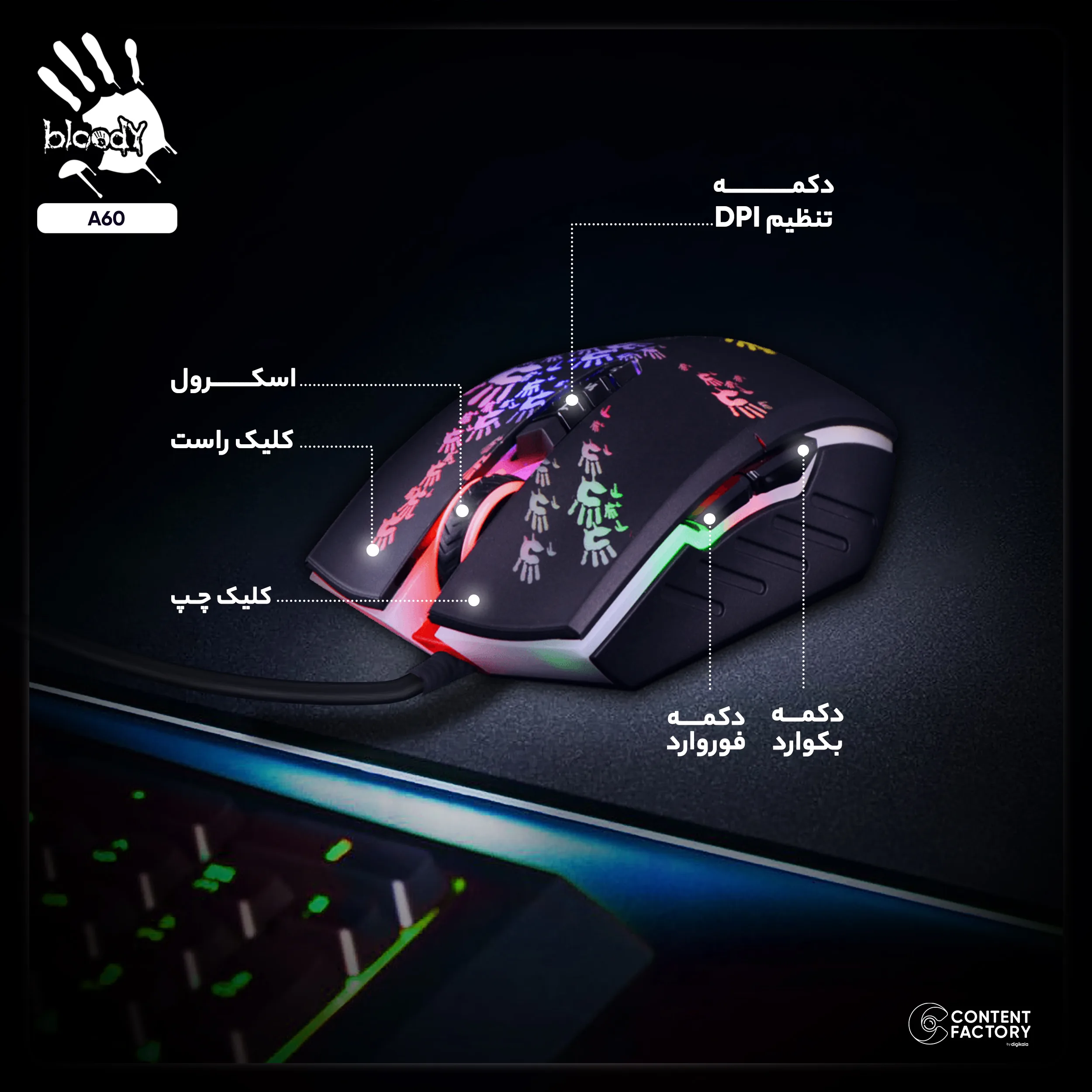 ماوس مخصوص بازی بلادی مدل A60