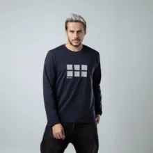 تی‌شرت آستین بلند مردانه باینت مدل 2261572-572 رنگ سرمه ای