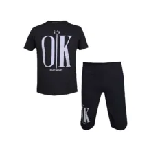 ست تیشرت و شلوارک مردانه طرح OK کد 1563 رنگ مشکی
