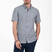 پیراهن آستین کوتاه یقه دکمه دار مردانه ام کی مدل 1899