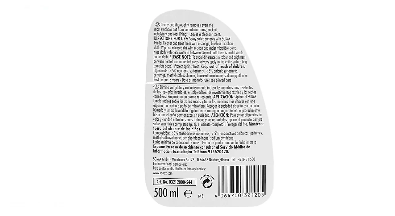 اسپری تمیز کننده داخل خودرو سوناکس مدل 321200 حجم 500 میلی لیتر