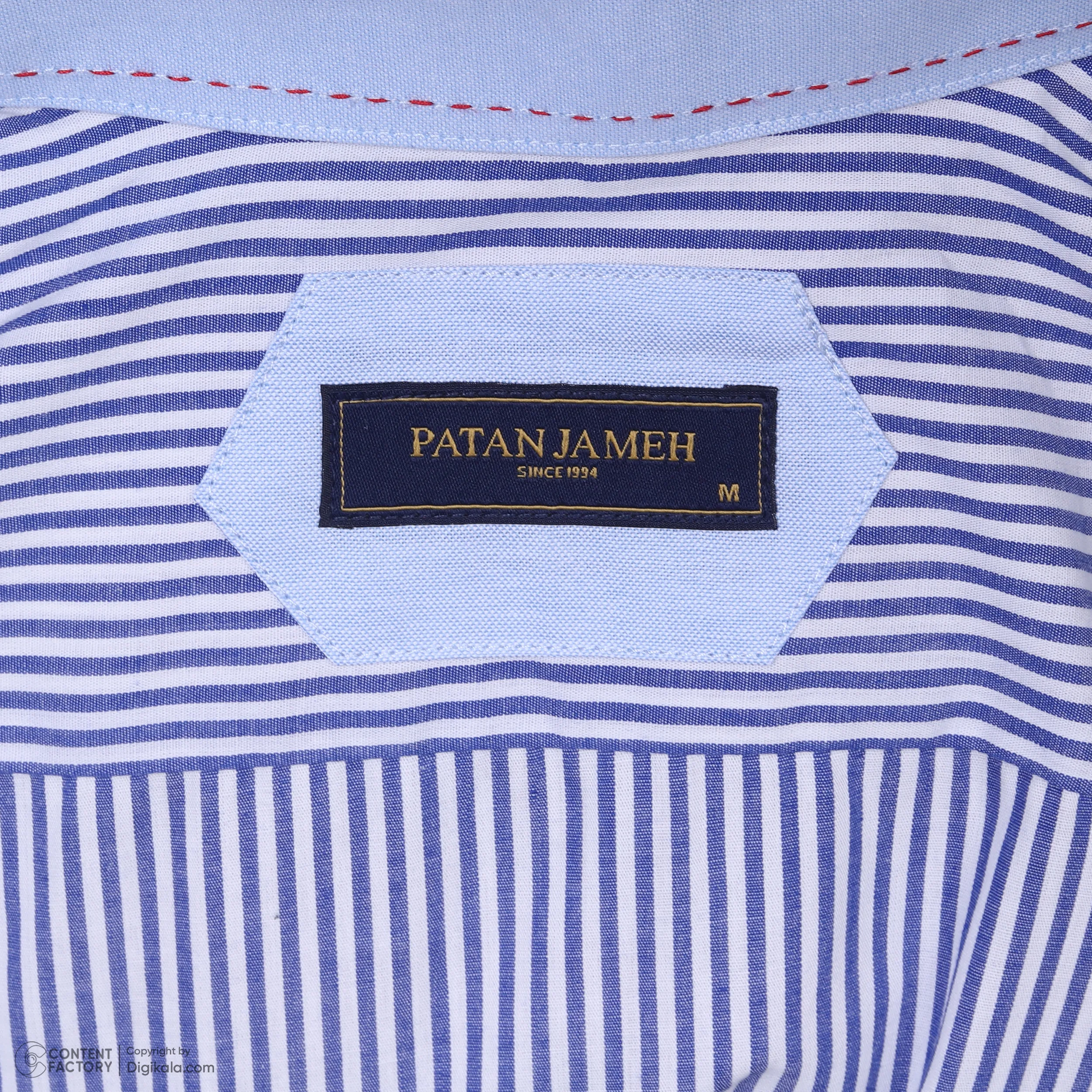پیراهن آستین بلند یقه برگردان مردانه پاتن جامه مدل کلاسیک 102721030217287 طرح راه راه