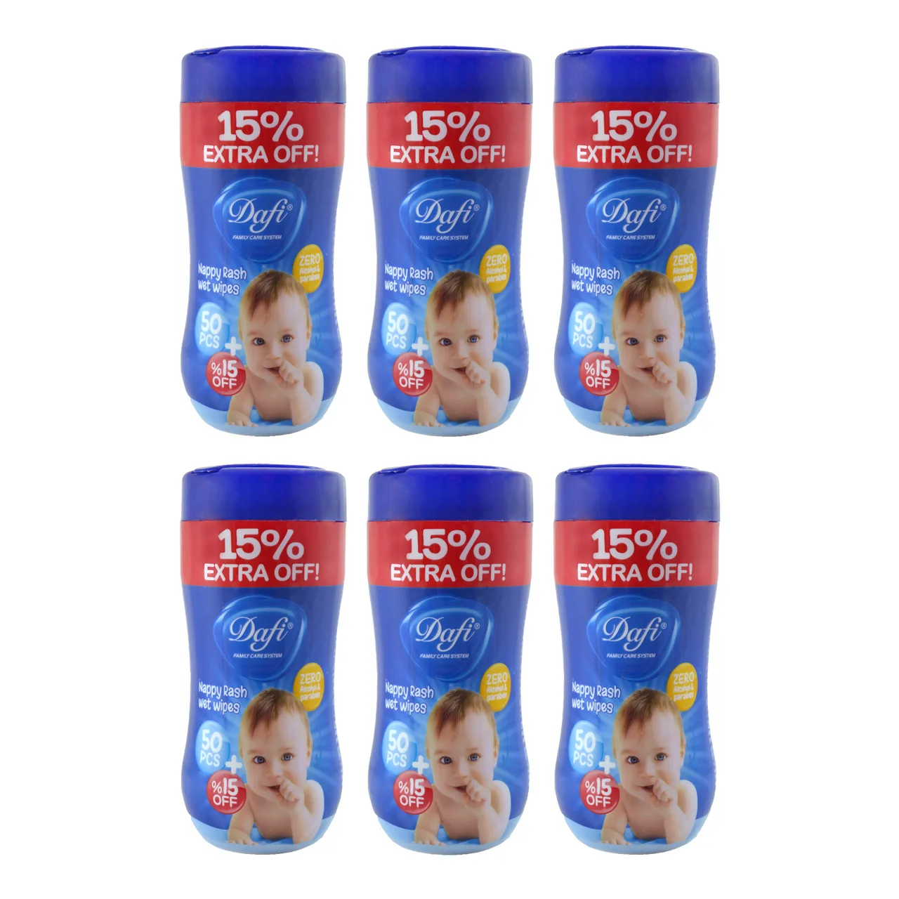 دستمال مرطوب دافی مدل nappy rash مجموعه 6 عددی
