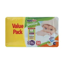 پوشک ضد حساسیت بیبی لینو مدل Value Pack سایز 3 بسته 56 عددی
