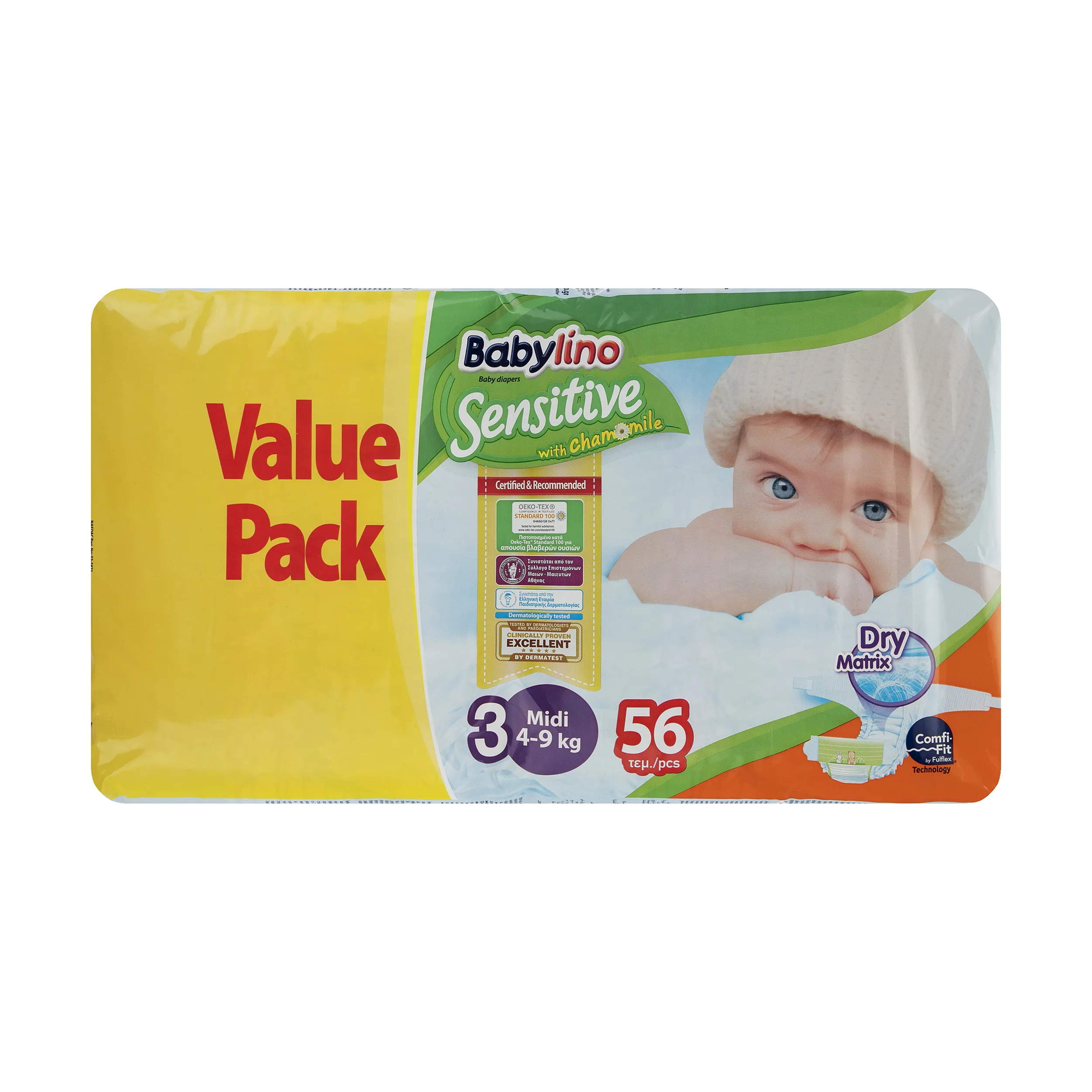 پوشک ضد حساسیت بیبی لینو مدل Value Pack سایز 3 بسته 56 عددی