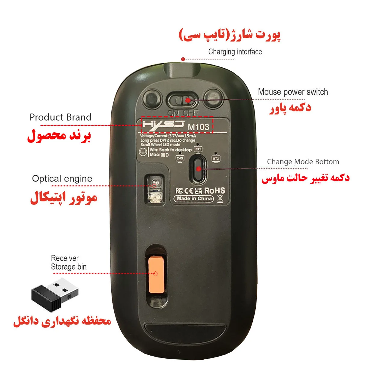 ماوس بی سیم اچ اکس اس جی مدل 103 Dual Mode