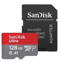 کارت حافظه microSDXC سن دیسک مدل Ultra A1 کلاس 10 استاندارد UHS-I سرعت 100MBps ظرفیت 128 گیگابایت به همراه آداپتور SD