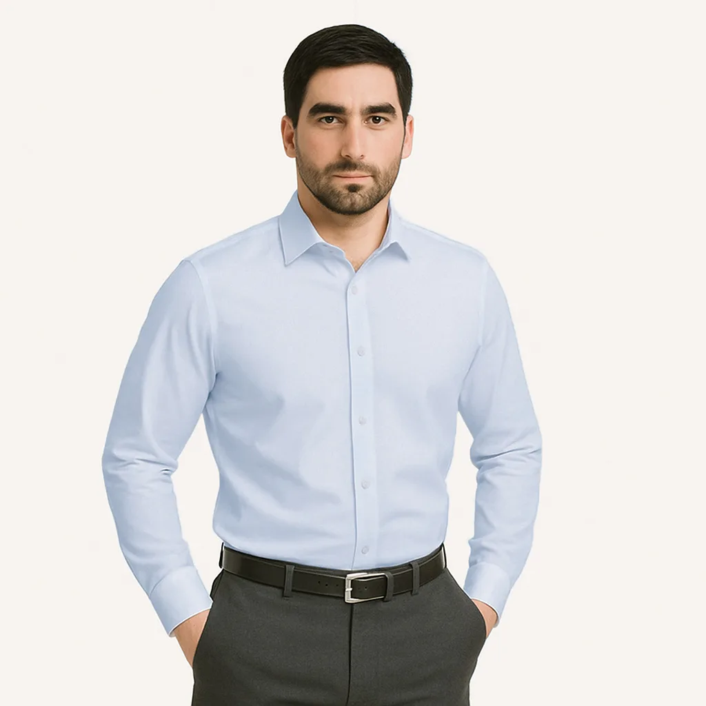 پیراهن آستین بلند یقه برگردان مردانه مدل آرکا ابراف کد ABE