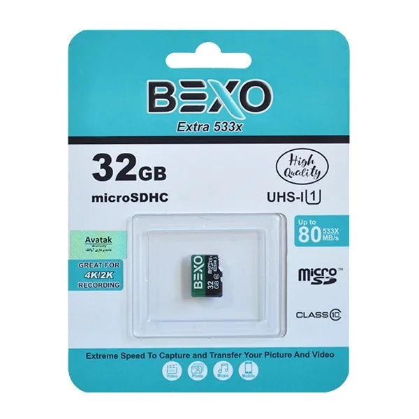 کارت حافظه microSDHC بکسو مدل Extra کلاس 10 استاندارد UHS-I U1 سرعت 80MBps ظرفیت 32 گیگابایت