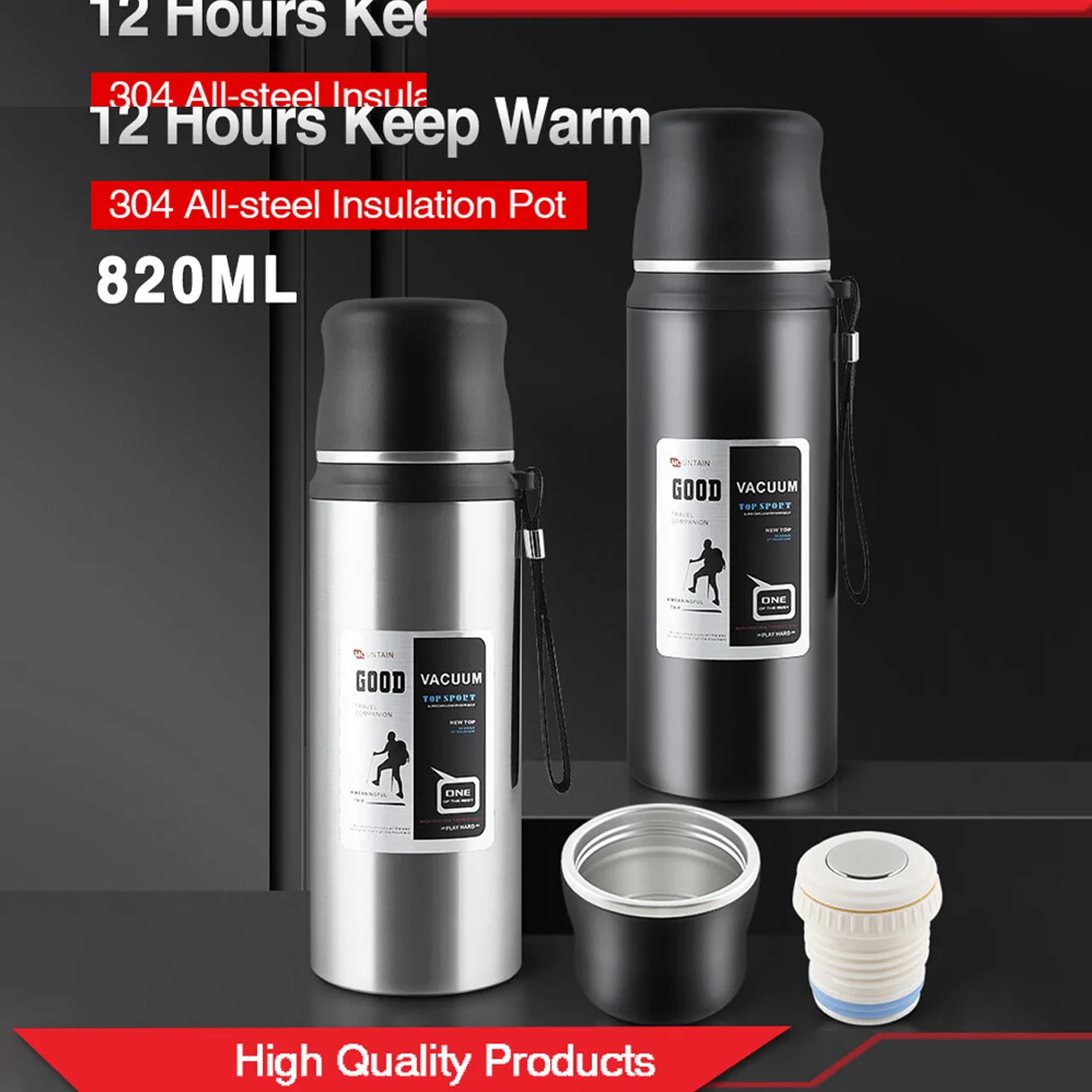 فلاسک مدل VACUUM کد 10198005-820ML گنجایش 0.820 لیتر