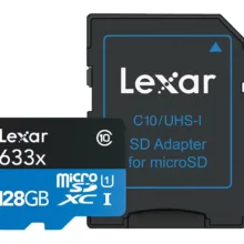 کارت حافظه‌ microSDXC لکسار مدل High-Performance کلاس 10 استاندارد UHS-I U1 سرعت 95MBps 633X همراه با آداپتور SD ظرفیت 128 گیگابایت