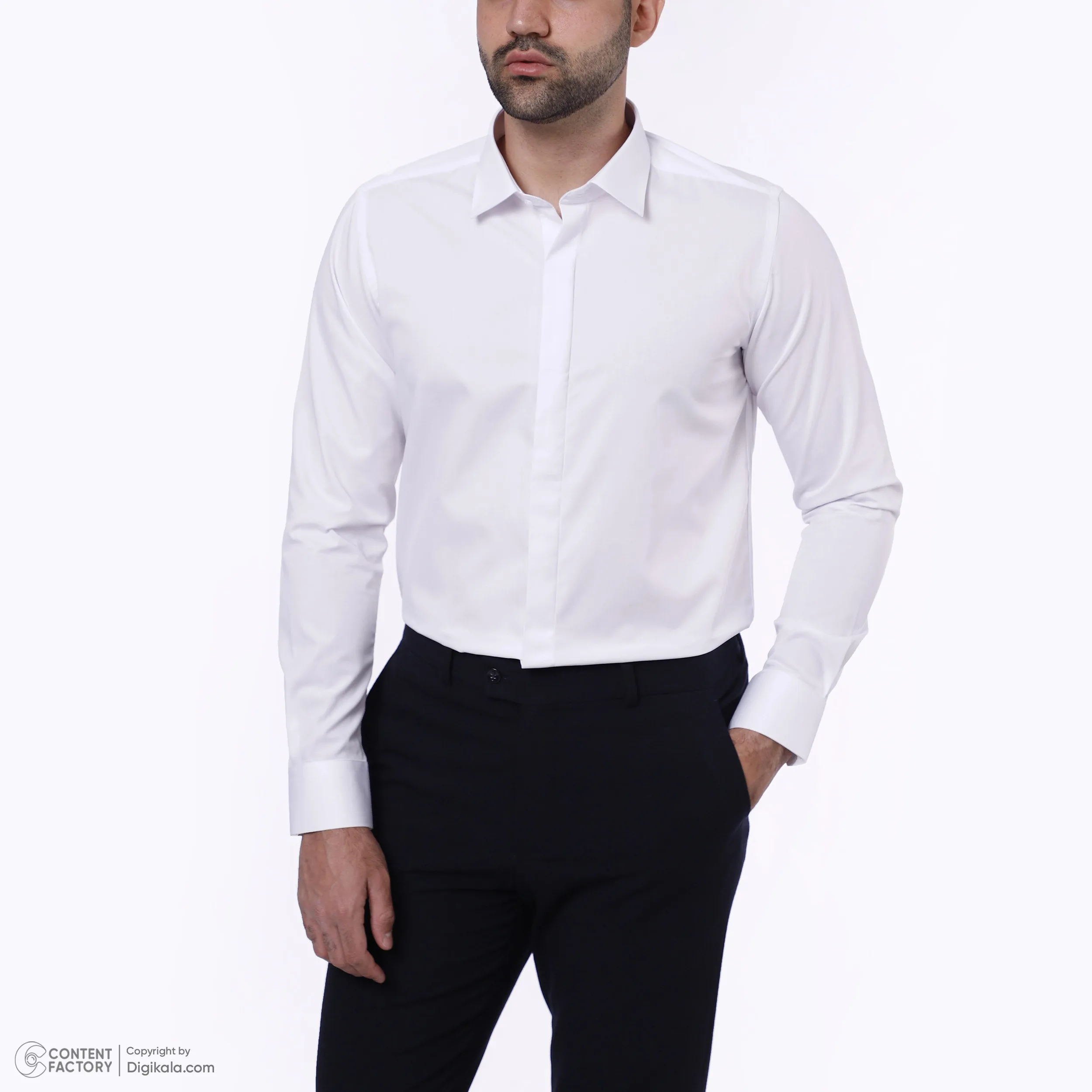 پیراهن آستین بلند یقه برگردان مردانه دیجی استایل اسنشیال مدل 08