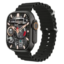 ساعت هوشمند میکروویر مدل Ultra9 Plus دارای قابلیت های صفحه نمایش رنگی و لمسی، کنترل موسیقی، کنترل سطح اکسیژن خون، قابلیت مکالمه از طریق بلوتوث، پشتیبانی از زبان فارسی و بند سیلیکون