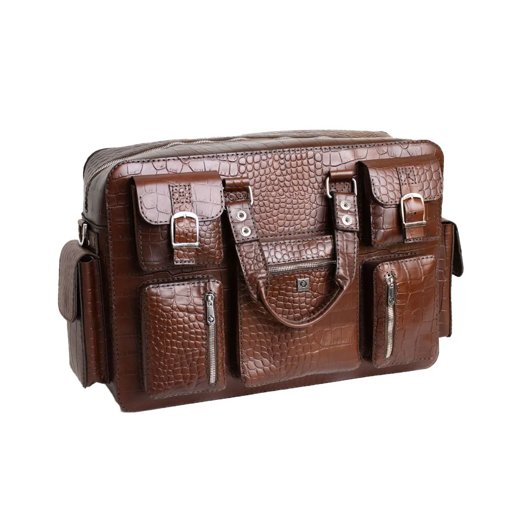 ساک سفری چرم نیاوران مدل پابلو طرح سنگی دست دوز