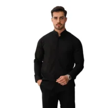 پیراهن آستین بلند یقه دیپلمات مردانه مدل S102