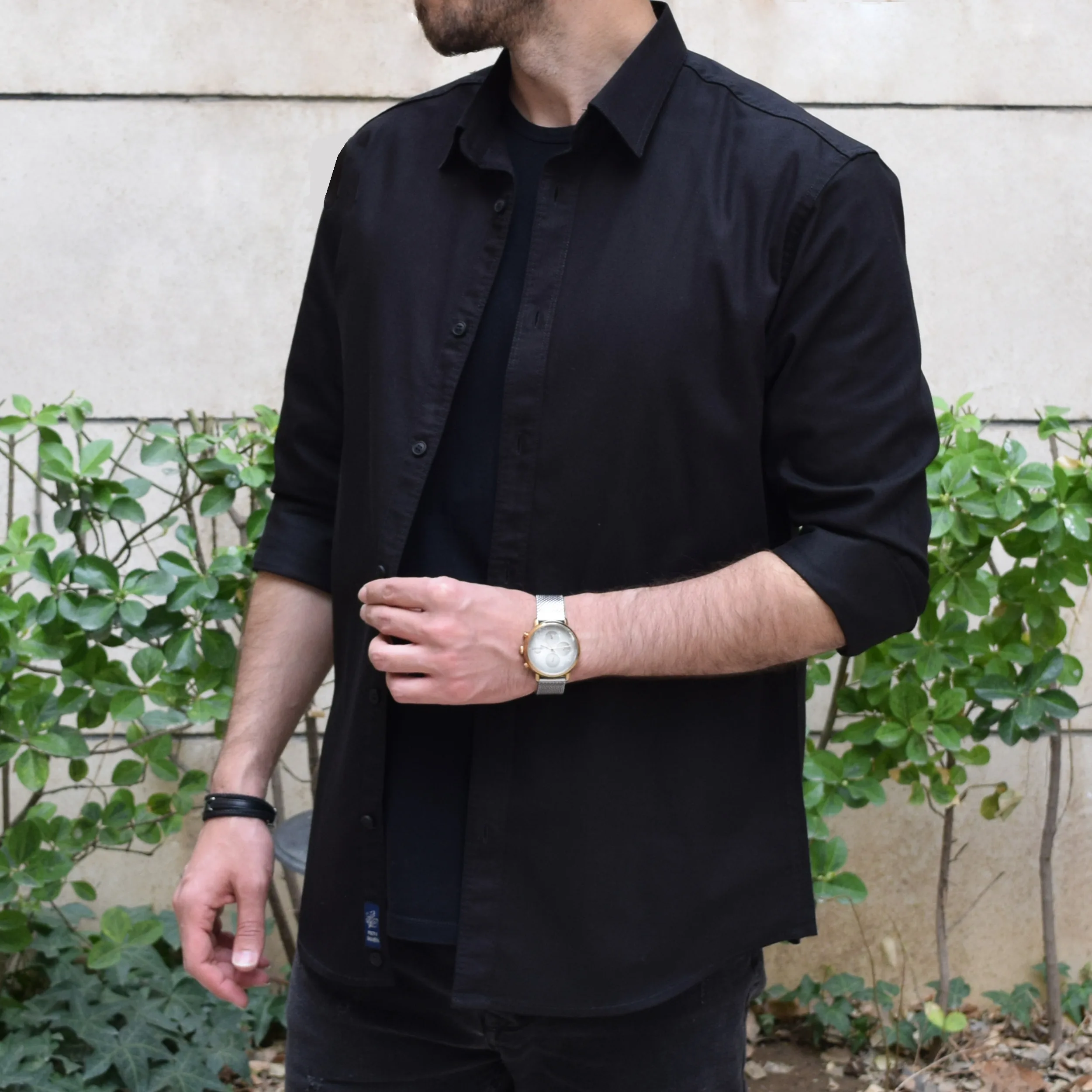 پیراهن آستین بلند یقه برگردان مردانه مدل نیلگون کد 18711687