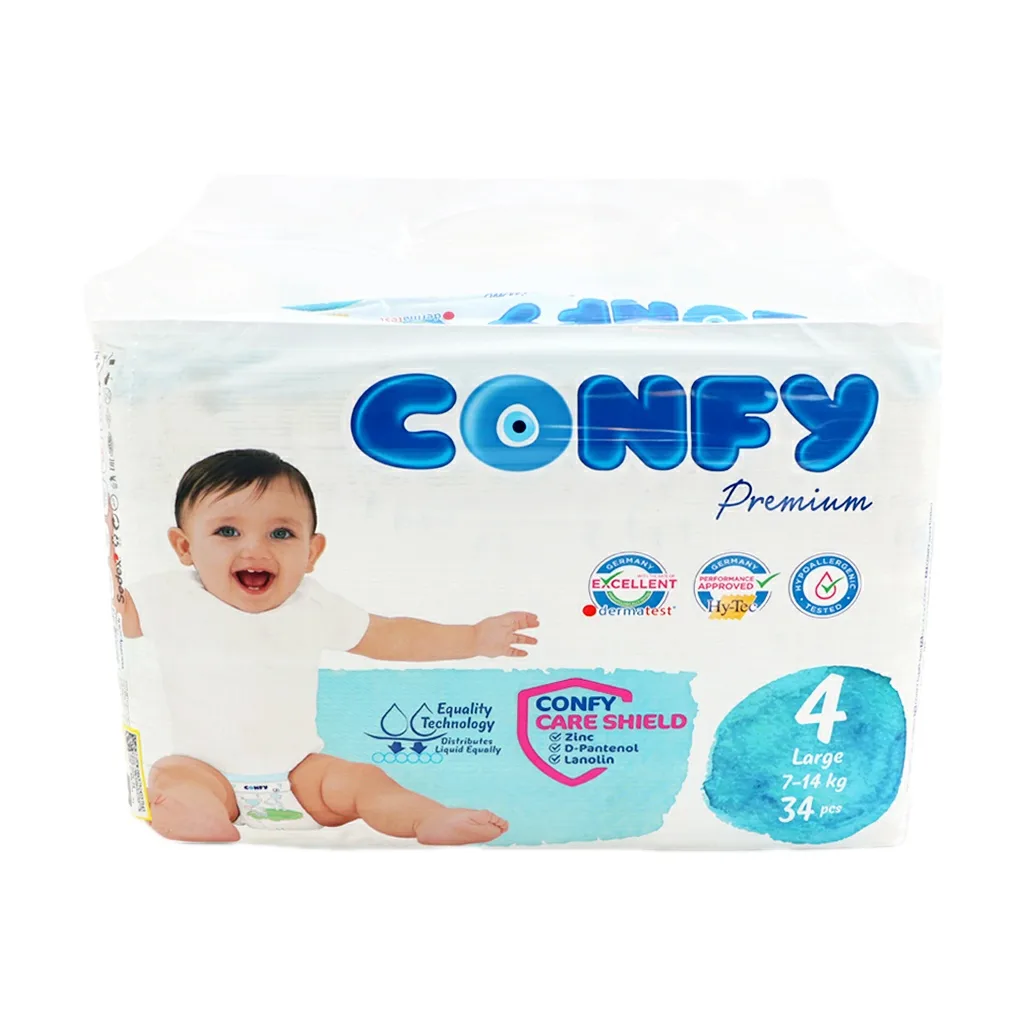 پوشک کودک کانفی سایز 4 مدل Premium بسته 34 عددی