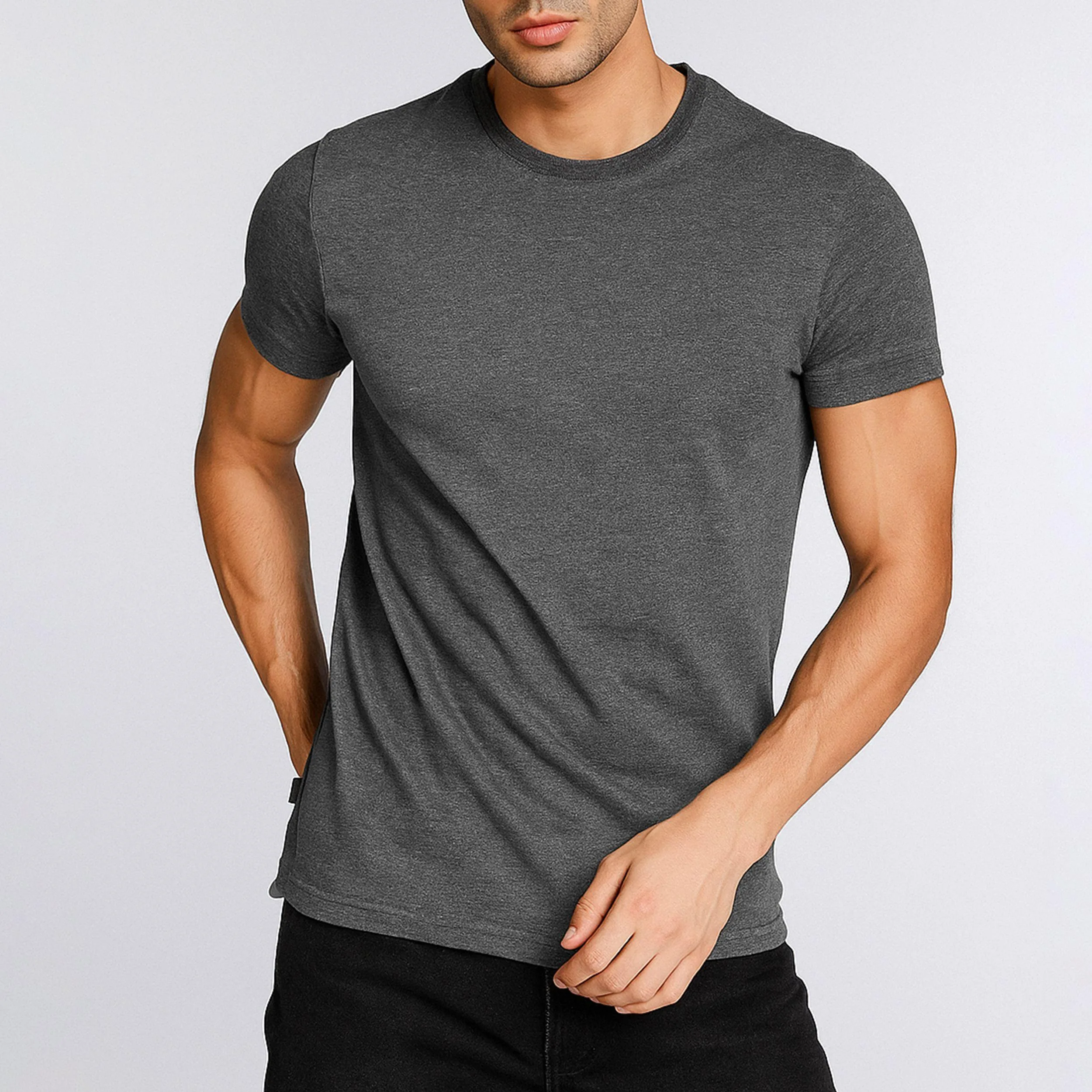 تی شرت آستین کوتاه مردانه ایزی دو مدل 0177 رنگ دودی