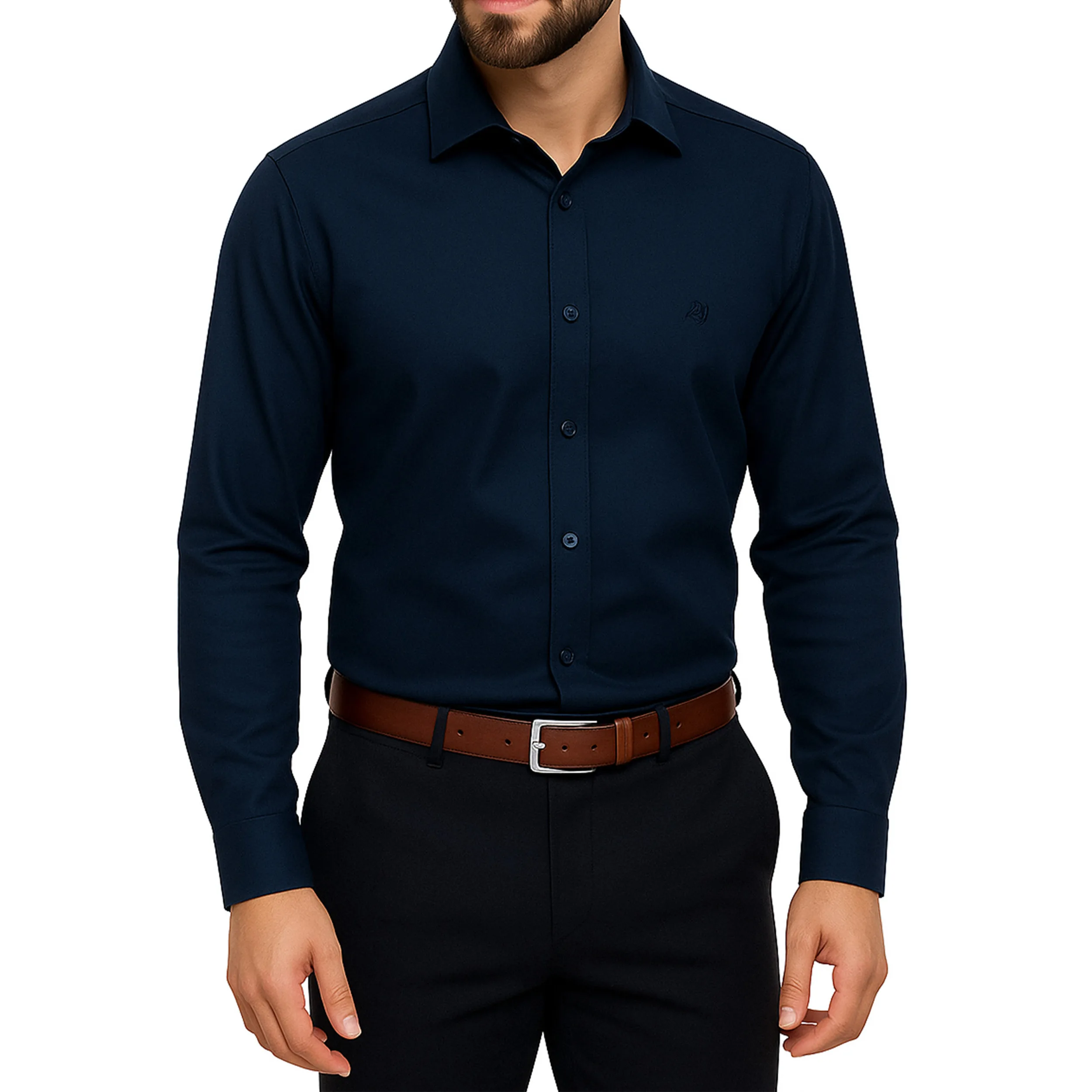 پیراهن آستین بلند یقه برگردان مردانه مدل 177-122