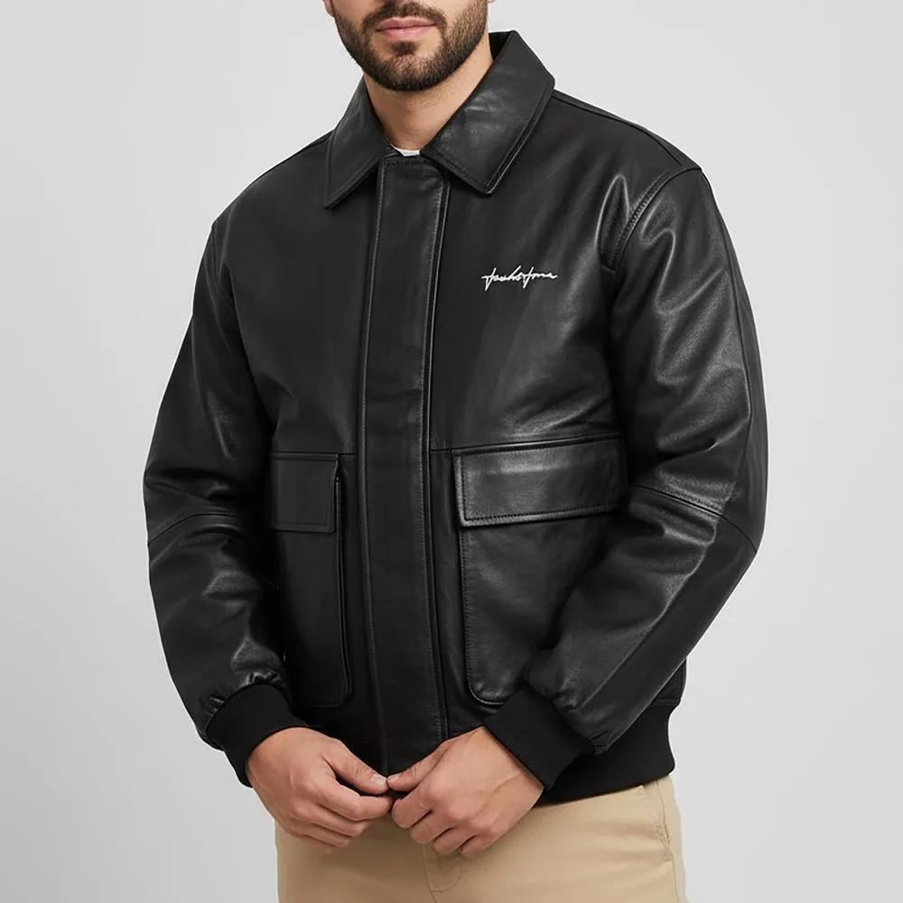 کت چرم مردانه جک اند جونز مدل JJC ALEX