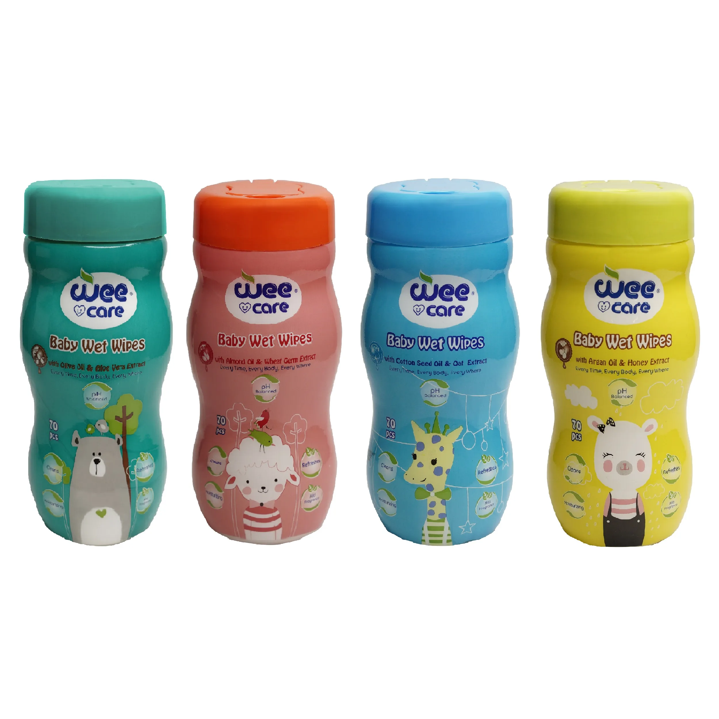 دستمال مرطوب کودک وی کر مدل HERBAL ORIGIN 4-EXTRACT چهار بسته 70 عددی