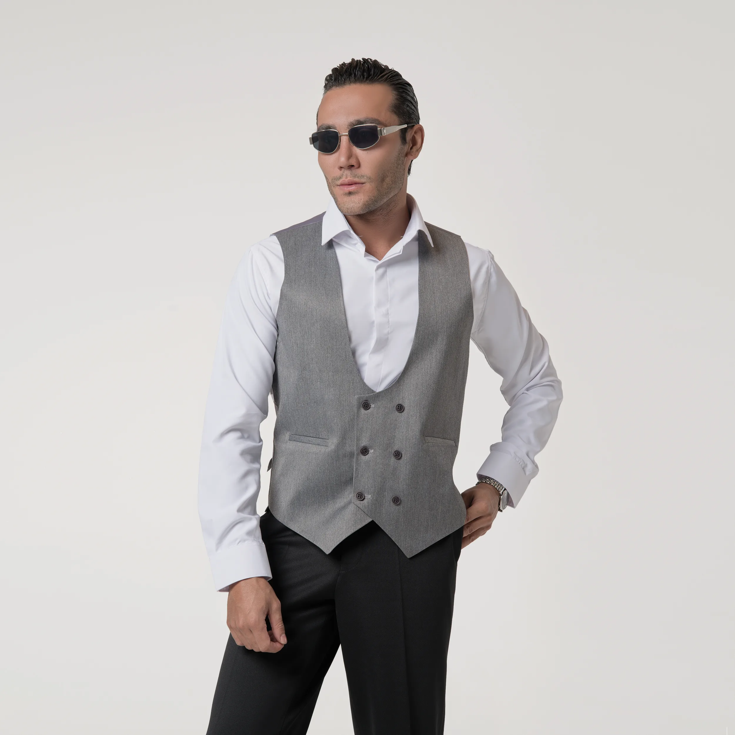 جلیقه رسمی مردانه مدل دبل برس 3698