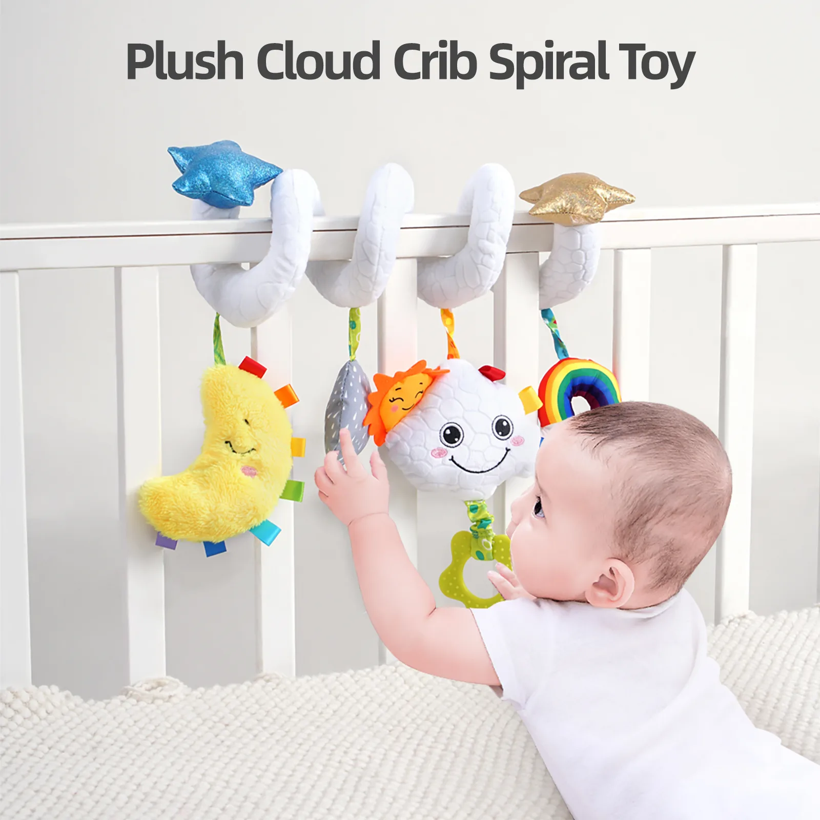 آویز تخت کودک جولی بی بی مدل WLTH8256J طرح ابر و ماه